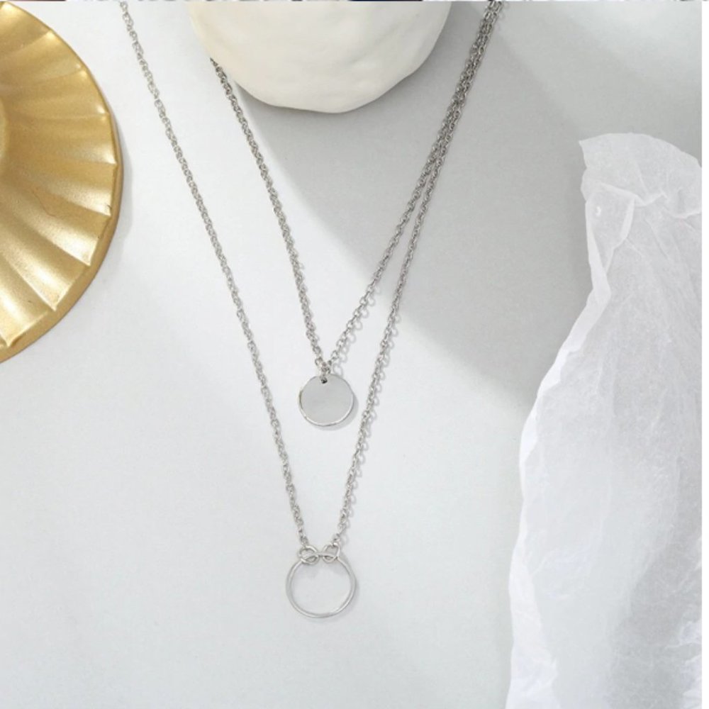"Bad Karma, Good Karma" Minimalist Circle Necklace - Picture 3 of 3